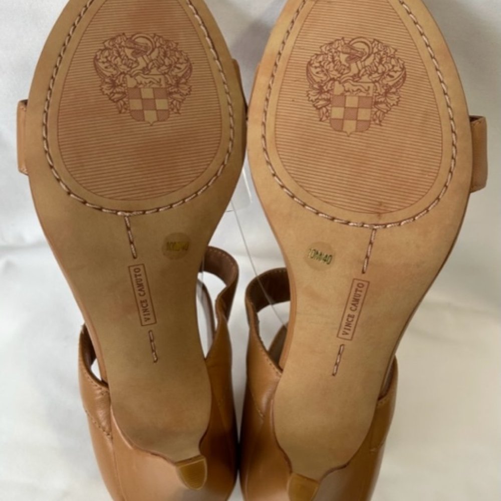 Vince Camuto style Megan Strappy Cognac Heels with back Zipper Closure - Picture 11 of 12